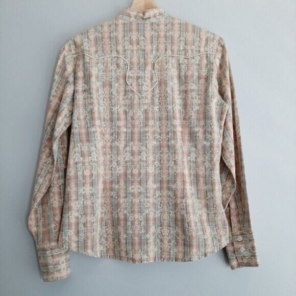 PANHANDLE SLIM | Western Floral Plaid Check Button Down Shirt Women's M - Picture 4 of 8